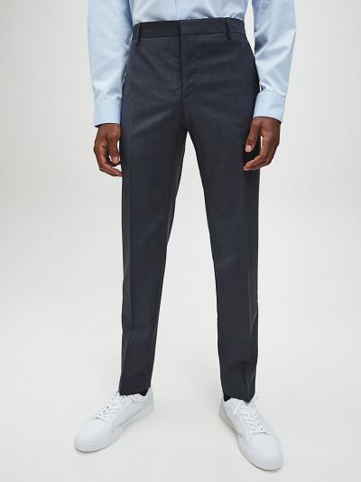 Calvin Klein Ruhák HU772571 | Calvin Klein Textured Wool Férfi Öltöny Nadrág Szürke